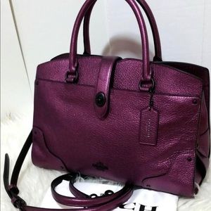 Coach metallic mauve Mercer satchel